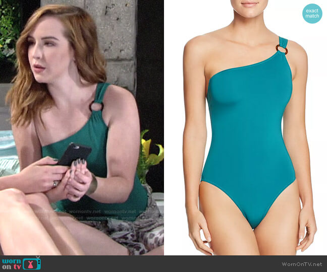 Vilebrequin Friza One Shoulder One Piece Swimsuit worn by Mariah Copeland (Camryn Grimes) on The Young and the Restless