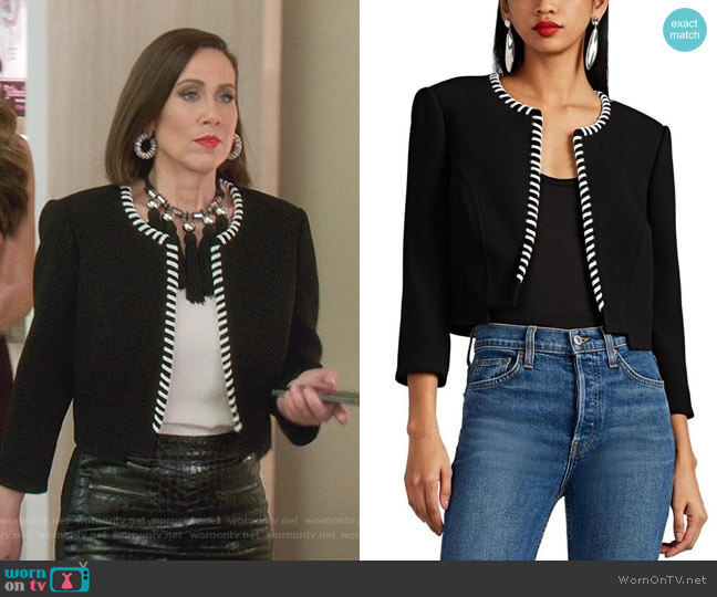 Zac Posen Whipstitched Crepe Neoprene Crop Jacket worn by Diana Trout (Miriam Shor) on Younger