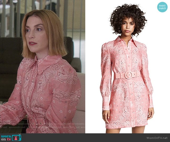 Zimmermann Heathers Bandana Shirtdress worn by Lauren (Molly Bernard) on Younger
