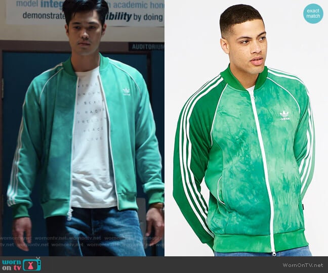 Adidas X Pharrell Williams Hu Holi Superstar Track Jacket worn by Zach Dempsey (Ross Butler) on 13 Reasons Why
