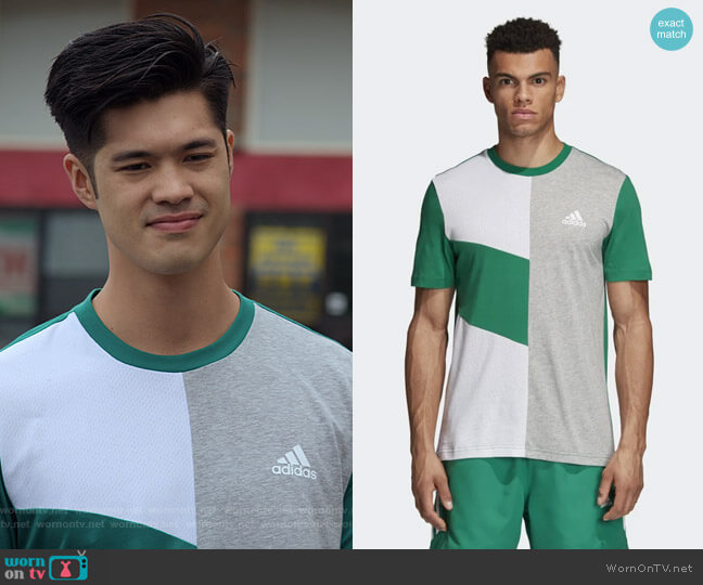Adidas Sport ID Colorblock Tee worn by Zach Dempsey (Ross Butler) on 13 Reasons Why