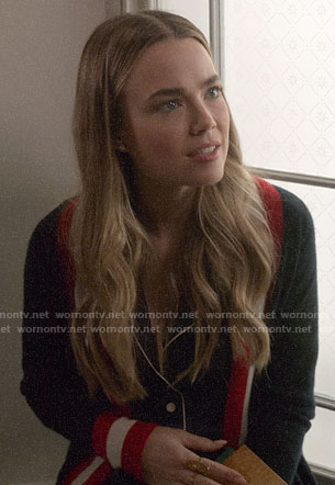 Ainsley’s striped trim robe on Four Weddings and a Funeral