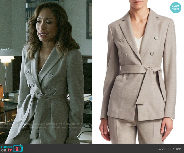 Akris Punto Sibylle Self-Tie Jacket worn by Jessica Pearson (Gina Torres) on Pearson