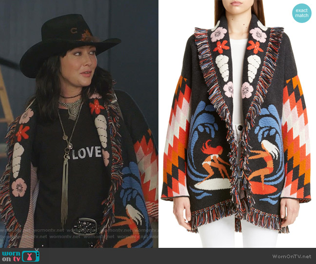 Alanui Take it Easy Belted Oversize Cashmere Cardigan worn by Shannen Doherty (Shannen Doherty) on BH90210