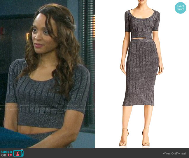 alexanderwang.t Metallic Crop Top worn by Lani Price (Sal Stowers) on Days of our Lives