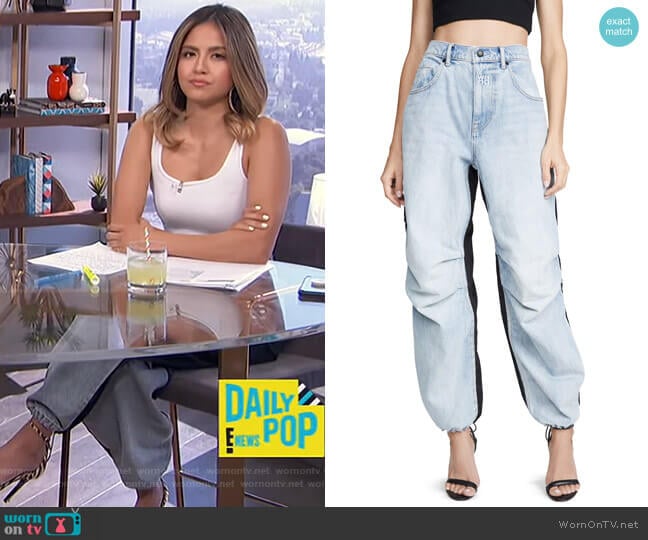 Denim x Alexander Wang Pack Mix Pants worn by Erin Lim on E! News
