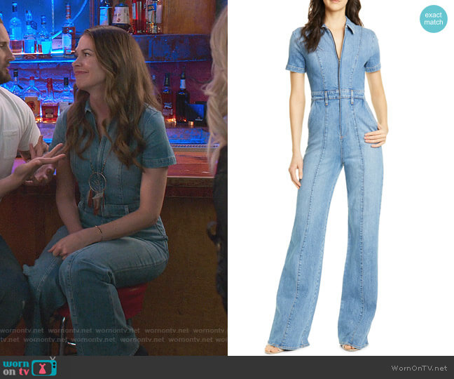 Alice + Olivia Gorgeous Wide Leg Jumpsuit worn by Liza Miller (Sutton Foster) on Younger