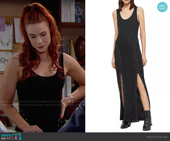 All Saints Daner Lace-Up Maxi Dress worn by Sally Spectra (Courtney Hope) on The Bold and the Beautiful