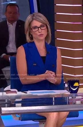 Amy’s blue sleeveless blazer dress on Good Morning America