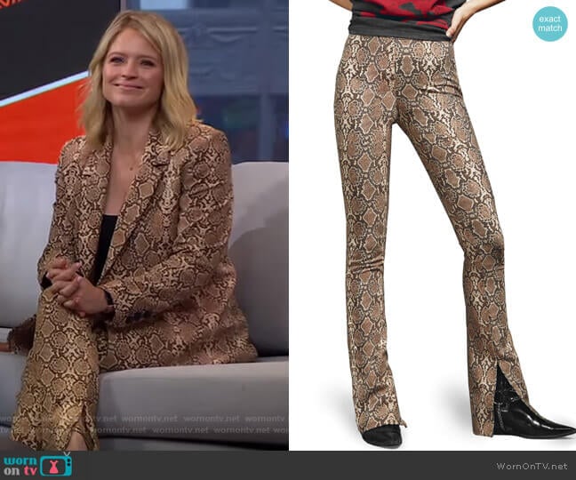 Anine Bing Python Print Split Cuff Cigarette Pants worn by Sara Haines on Good Morning America