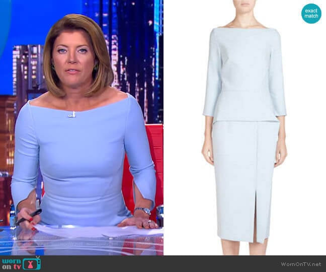 Roland Mouret Ardingly Dress worn by Norah O'Donnell on CBS Evening News