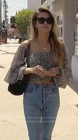 Audrina’s floral off-shoulder top with tassels on The Hills New Beginnings