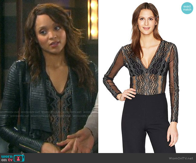 Bcbgmaxazria Theo Lace Bodysuit worn by Lani Price (Sal Stowers) on Days of our Lives