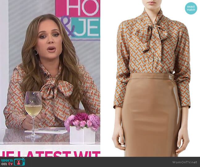 Burberry Long-Sleeve Tie-Neck Top