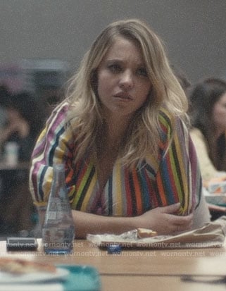 Cassie’s rainbow striped crop top on Euphoria
