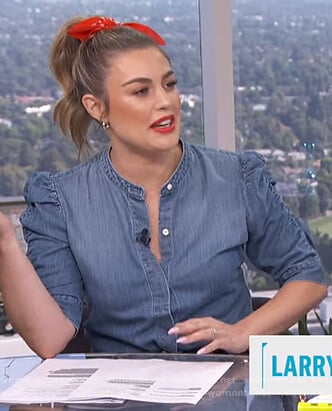 Carissa’s denim chambray shirt on E! News Daily Pop