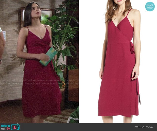 Chelsea28 Crepe Wrap Midi Dress worn by Lola Rosales (Sasha Calle) on The Young and the Restless