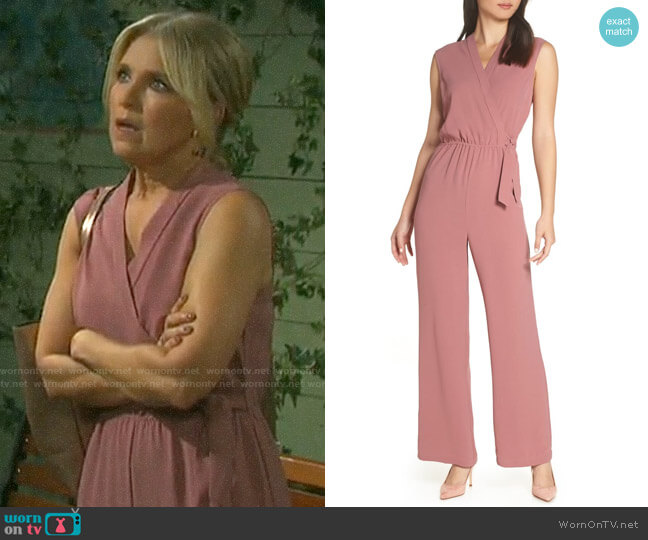 Chelsea28 Faux Wrap Jumpsuit worn by Jennifer Horton (Melissa Reeves) on Days of our Lives