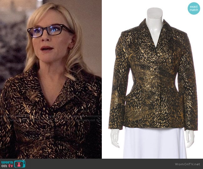 Christian Dior Metallic Printed Blazer worn by Sheila Sazs (Rachael Harris) on Suits