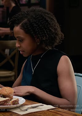 Ani’s denim colorblock dress on 13 Reasons Why