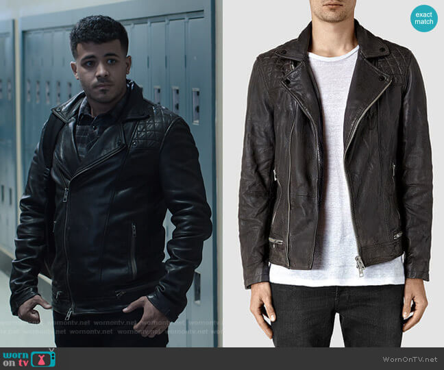 All Saints Conroy Leather Biker Jacket worn by Tony Padilla (Christian Navarro) on 13 Reasons Why