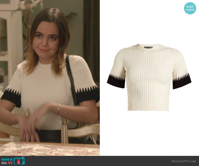 Alexander McQueen Contrast-cuff ribbed cropped top worn by Grace Russell (Bailee Madison) on Good Witch