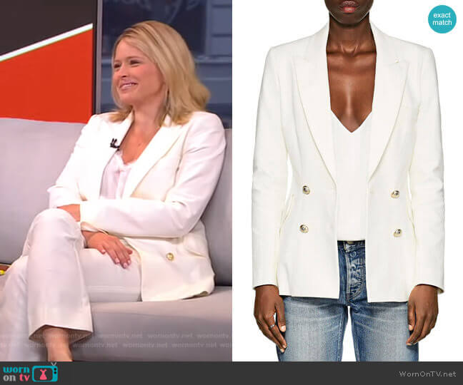 Derek Lam 10 Crosby Cotton Double-Breasted Blazer worn by Sara Haines on Good Morning America
