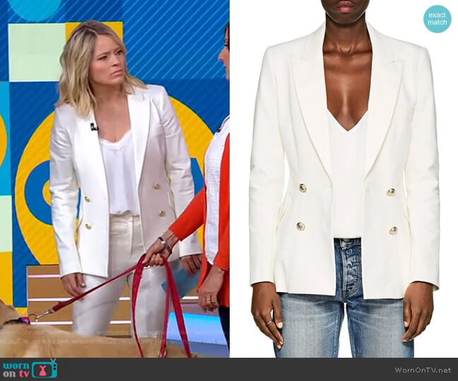 Derek Lam 10 Crosby Cotton Double-Breasted Blazer worn by Sara Haines on Good Morning America