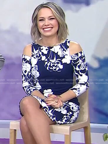 Dylan’s navy cold-shoulder floral dress on Today