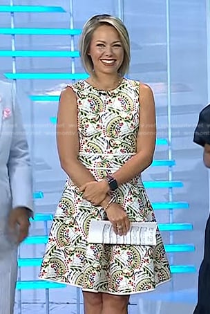 Dylan’s white print fit and flare dress on Today