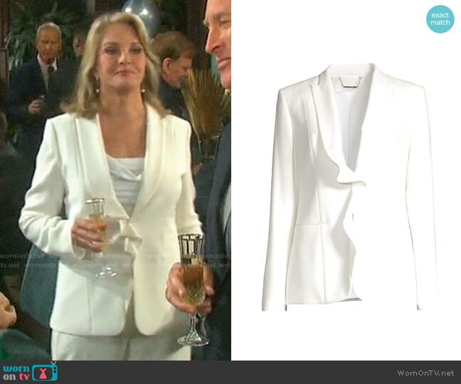 Elie Tahari Selena Ruffle Jacket worn by Marlena Evans (Deidre Hall) on Days of our Lives