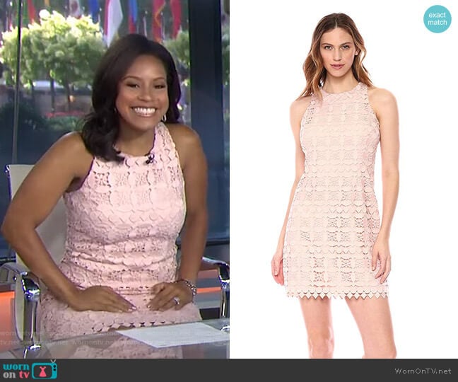 Eliza J Racerback Lace Shift Dress worn by Sheinelle Jones on Today