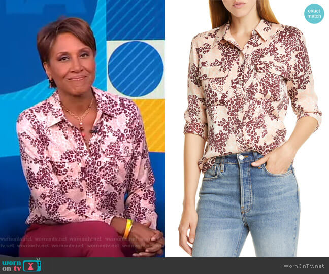 Equipment Slim Signature Print Silk Blend Shirt worn by Robin Roberts on Good Morning America