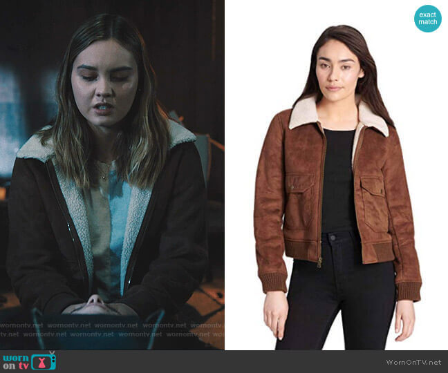 Levi's Faux Leather Sherpa Aviator Bomber Jacket worn by McKenna Brady (Liana Liberato) on Light as a Feather