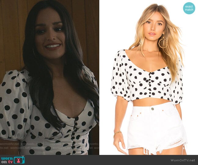 For Love & Lemons Lexington Crop Top worn by Carolina (Feliz Ramirez) on Grand Hotel