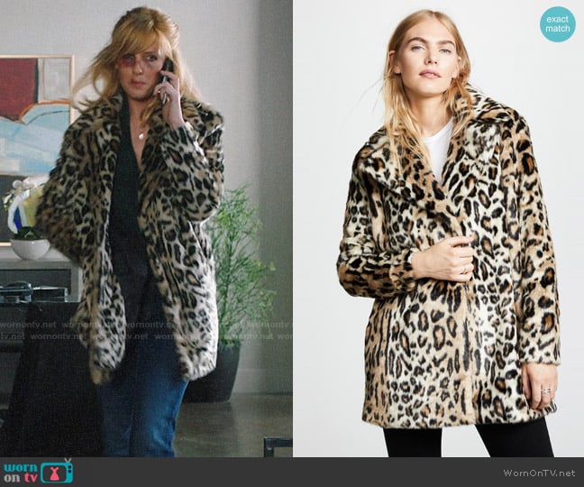 Frame Notched Collar Fur Coat worn by Beth Dutton (Kelly Reilly) on Yellowstone