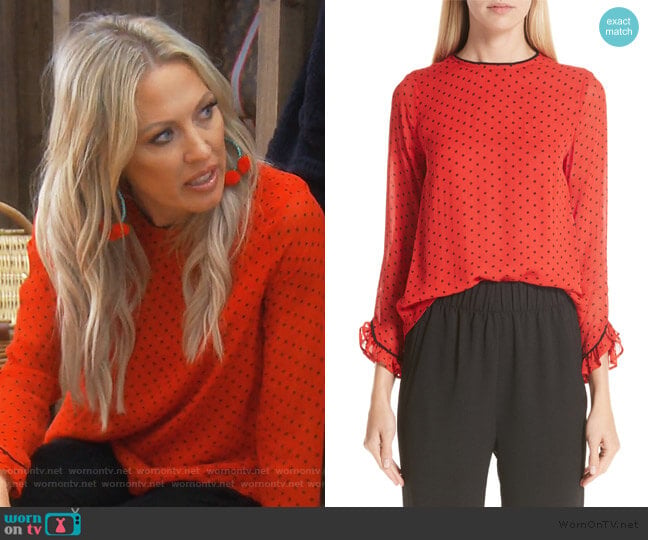 Ganni Print Georgette Blouse worn by Braunwyn Windham-Burke on The Real Housewives of Orange County