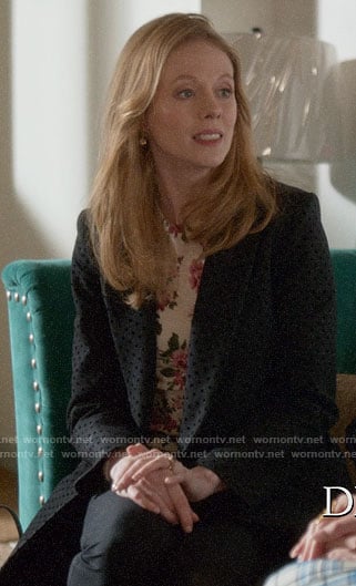 Gemma’s black polka dot coat on Four Weddings and a Funeral