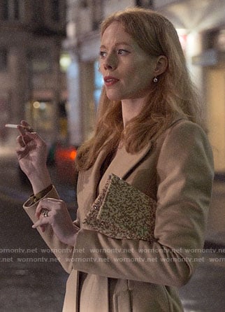 Gemma’s camel coat on Four Weddings and a Funeral