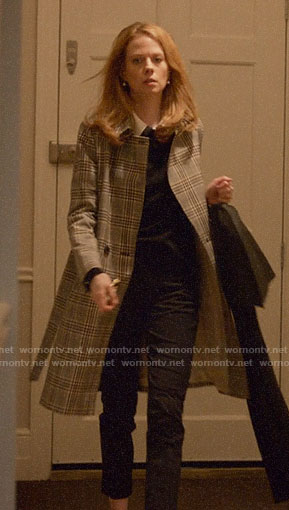 Gemma’s plaid coat on Four Weddings and a Funeral