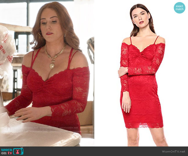 Guess Gabbie Lace Dress worn by Zara (Sophia La Porta) on Four Weddings and a Funeral