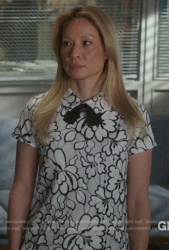 Joan’s white lace collared top on Elementary