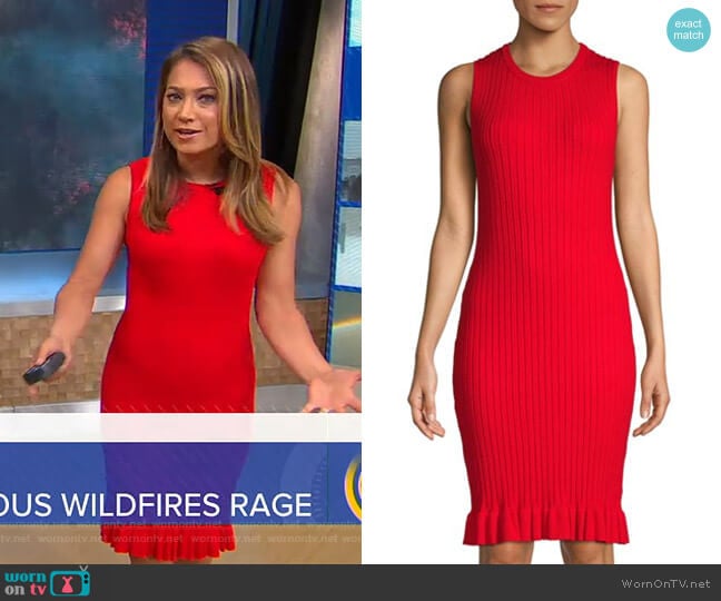 John + Jenn Ribbed Ruffle-Hem Dress worn by Ginger Zee on Good Morning America