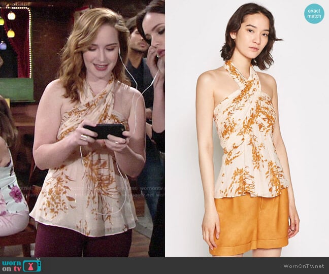 Joie Damien Top in Peach/Cream worn by Mariah Copeland (Camryn Grimes) on The Young and the Restless