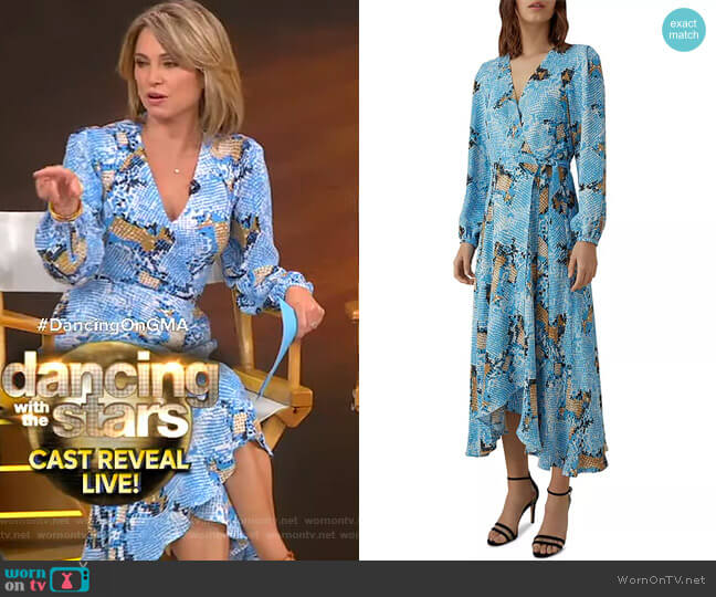 Karen Millen Snake Print Wrap Dress worn by Amy Robach on Good Morning America