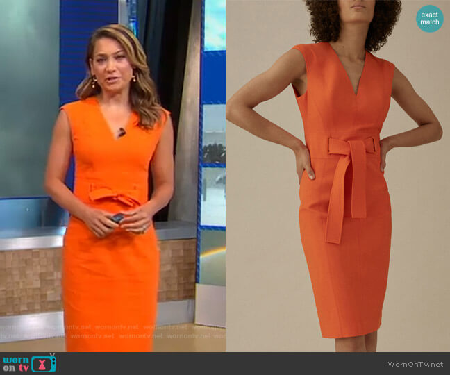 Karen Millen Tie Waist Pencil Dress worn by Ginger Zee on Good Morning America