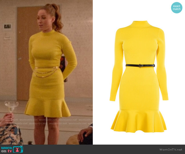 Karen Millen Peplum Knit Belted Dress worn by Zara (Sophia La Porta) on Four Weddings and a Funeral