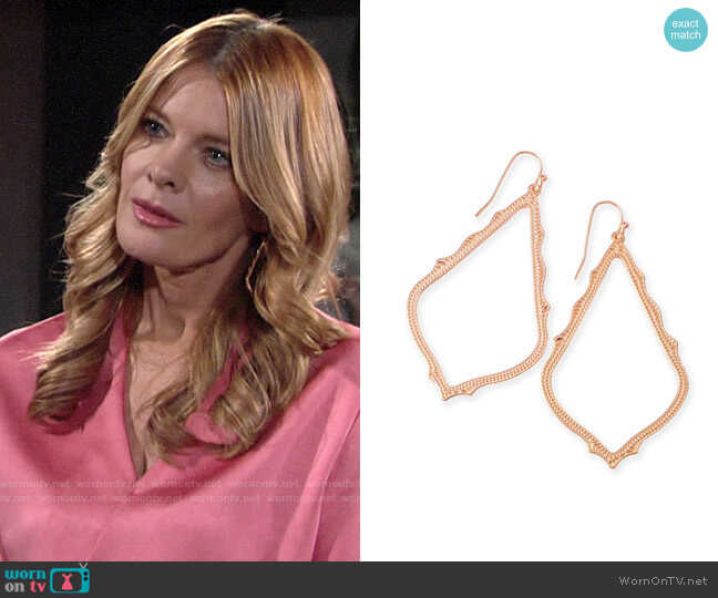 Kendra Scott Sophee Drop Earrings in Rose Gold worn by Phyllis Summers (Michelle Stafford) on The Young and the Restless