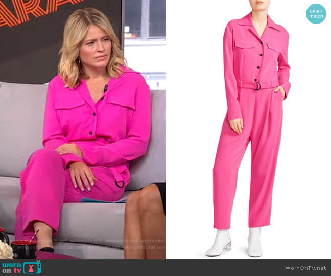 Kenzo Belted Crepe Jumpsuit worn by Sara Haines on Good Morning America