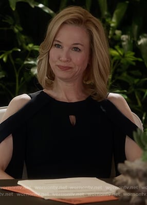 Anne’s navy keyhole cold shoulder dress on What/If